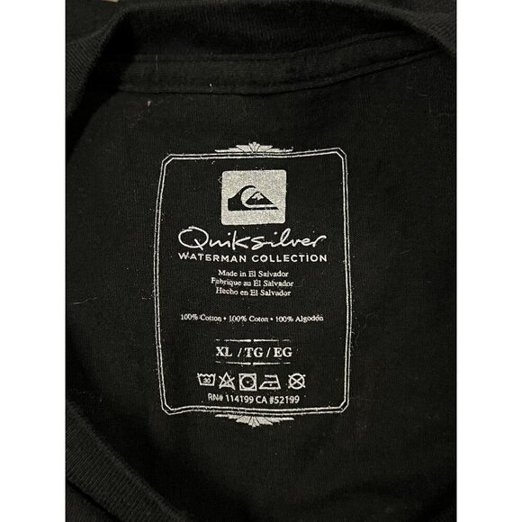 Quiksilver Waterman Collection Black Graphic Tee Extra Large XL Short Sleeve New - Picture 6 of 7